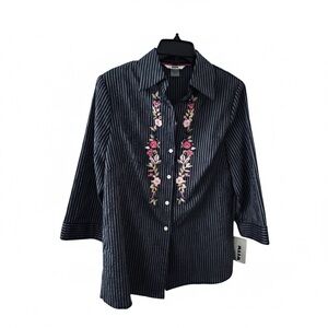 Alia Grandmacore Blouse Button-Front Sz 8 NWT